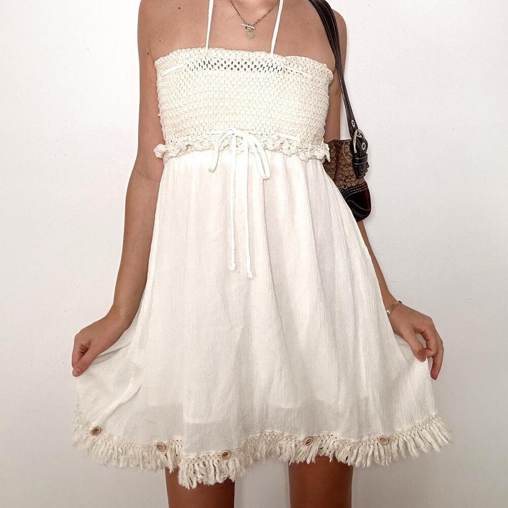Absolutely gorgeous white crochet halter dress